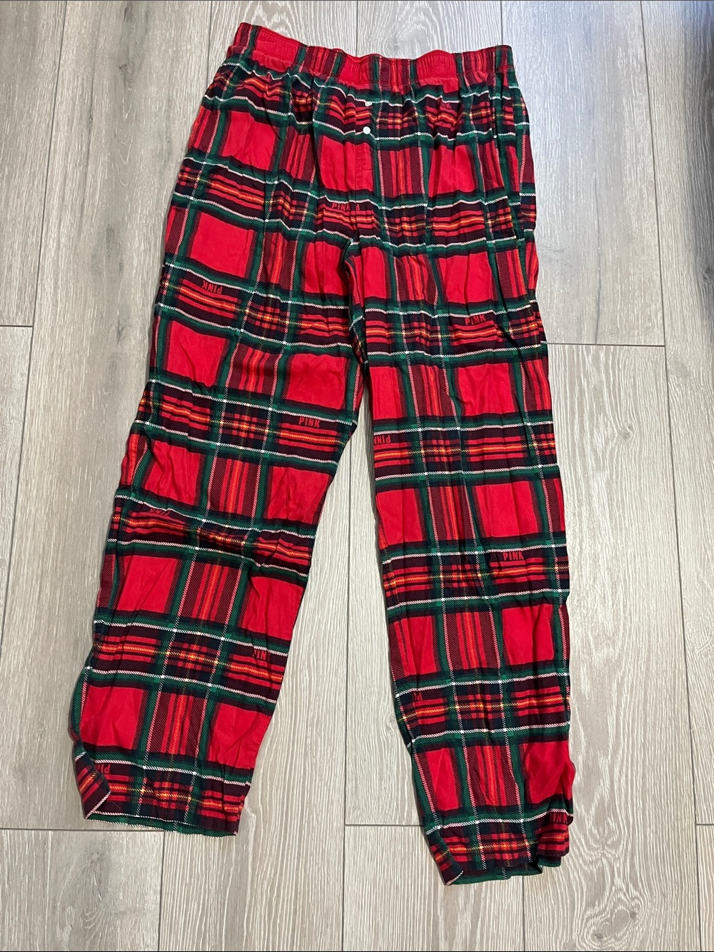 PINK Victoria's Secret Red Green Plaid Pajama Bottoms - Picture 3 of 6
